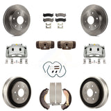 Front Rear Brake Caliper Rotors Drum Ceramic Pad Shoe Cylinder & Hardware Kit (11Pc) For KC8-100899T