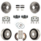 Front Rear Brake Caliper Rotors Drum Ceramic Pad Shoe Cylinder & Hardware Kit (11Pc) For KC8-100900T
