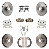 Front Rear Brake Caliper Rotors Drum Ceramic Pad Shoe Cylinder & Hardware Kit (11Pc) For KC8-100905T