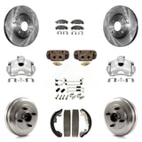 Front Rear Brake Caliper Rotors Drum Ceramic Pad Shoe Cylinder & Hardware Kit (11Pc) For KC8-100909T