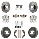 Front Rear Brake Caliper Rotor Drum Ceramic Pad Shoe Cylinder & Hardware Kit For