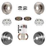 Front Rear Brake Caliper Rotor Drum Ceramic Pad Shoe Cylinder & Hardware Kit For