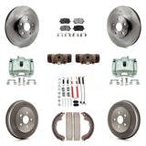 Front Rear Brake Caliper Rotors Drum Ceramic Pad Shoe Cylinder & Hardware Kit (11Pc) For KC8-100927T