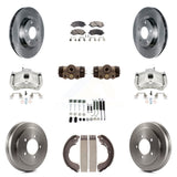 Front Rear Brake Caliper Rotors Drum Ceramic Pad Shoe Cylinder & Hardware Kit (11Pc) For KC8-100928T