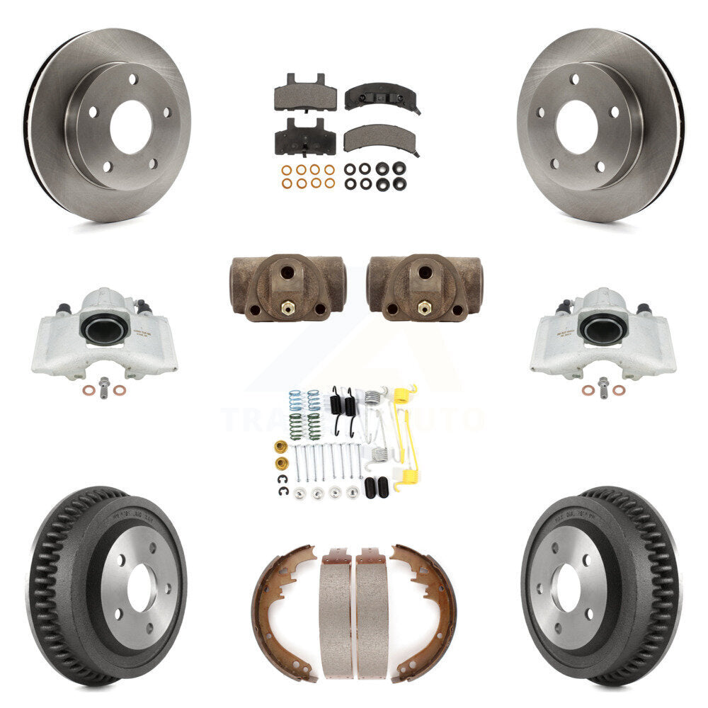 Front Rear Brake Caliper Rotor Drum Ceramic Pad Shoe Cylinder & Hardware Kit For