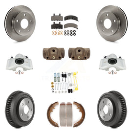 Front Rear Brake Caliper Rotor Drum Ceramic Pad Shoe Cylinder & Hardware Kit For