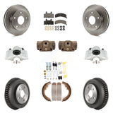 Front Rear Brake Caliper Rotor Drum Ceramic Pad Shoe Cylinder & Hardware Kit For