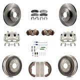 Front Rear Brake Caliper Rotors Drum Ceramic Pad Shoe Cylinder & Hardware Kit (11Pc) For KC8-100933T