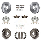 Front Rear Brake Caliper Rotor Drum Ceramic Pad Shoe Cylinder & Hardware Kit For