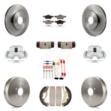 Front Rear Brake Caliper Rotor Drum Ceramic Pad Shoe Cylinder & Hardware Kit For