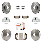 Front Rear Brake Caliper Rotor Drum Ceramic Pad Shoe Cylinder & Hardware Kit For