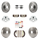 Front Rear Brake Caliper Rotor Drum Ceramic Pad Shoe Cylinder & Hardware Kit For