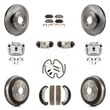 Front Rear Brake Caliper Rotors Drum Ceramic Pad Shoe Cylinder & Hardware Kit (11Pc) For KC8-100943T