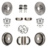 Front Rear Brake Caliper Rotors Drum Ceramic Pad Shoe Cylinder & Hardware Kit (11Pc) For KC8-100944T