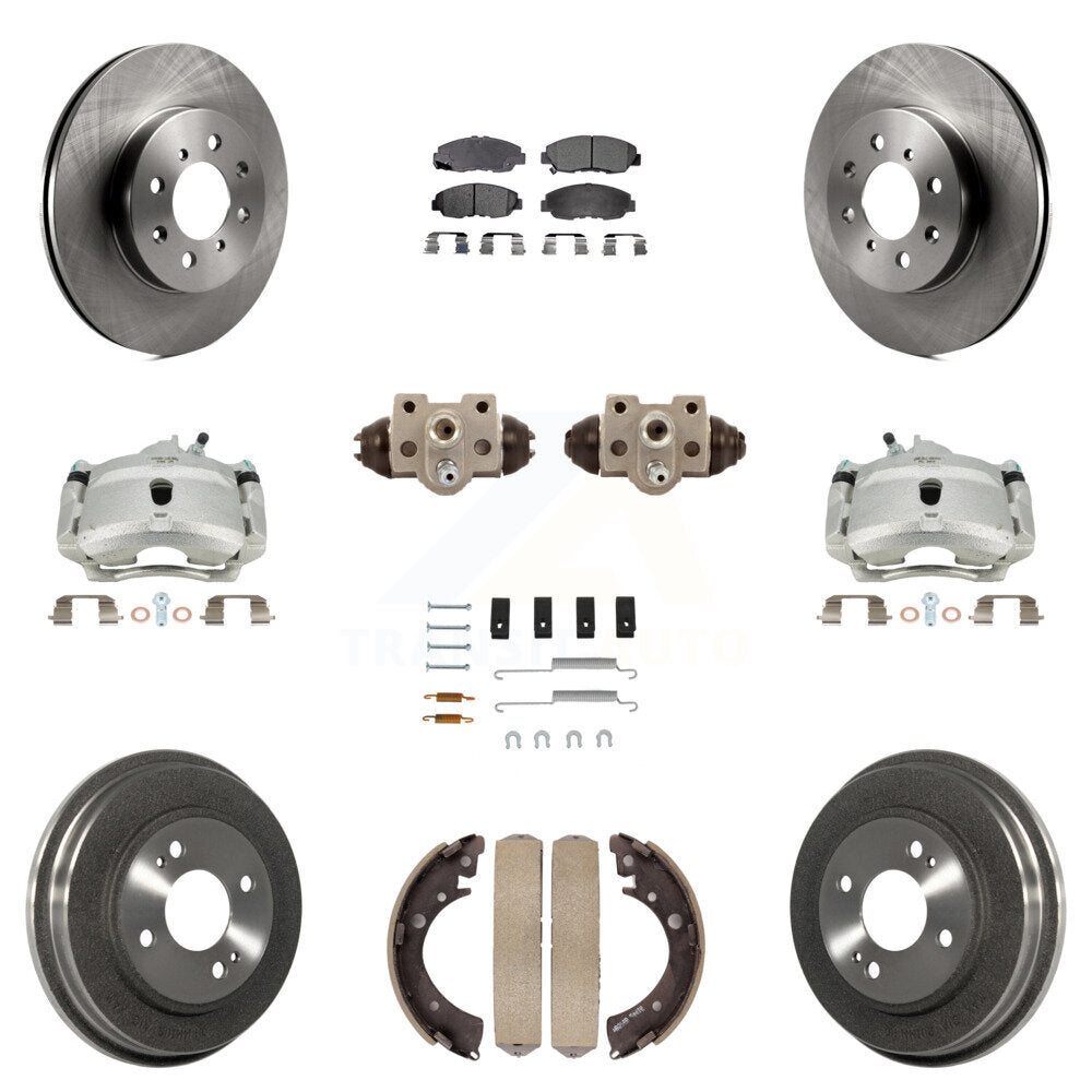 Front Rear Brake Caliper Rotor Drum Ceramic Pad Shoe Cylinder & Hardware Kit For