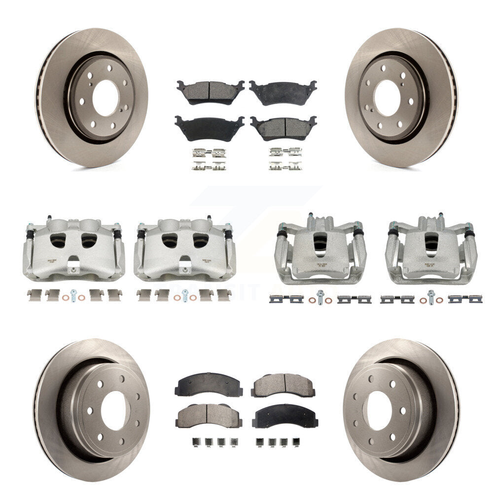 Front Rear Disc Brake Caliper Rotors And Ceramic Pads Kit (10Pc) For Ford F-150
