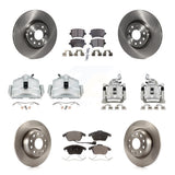 Front Rear Disc Brake Caliper Rotor & Ceramic Pad Kit (10Pc) For 2012 Volkswagen CC 2.0L KC8-101107T