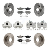 Front Rear Disc Brake Caliper Rotors And Ceramic Pads Kit (10Pc) For 2005 Mazda 3 2.0L KC8-101209T