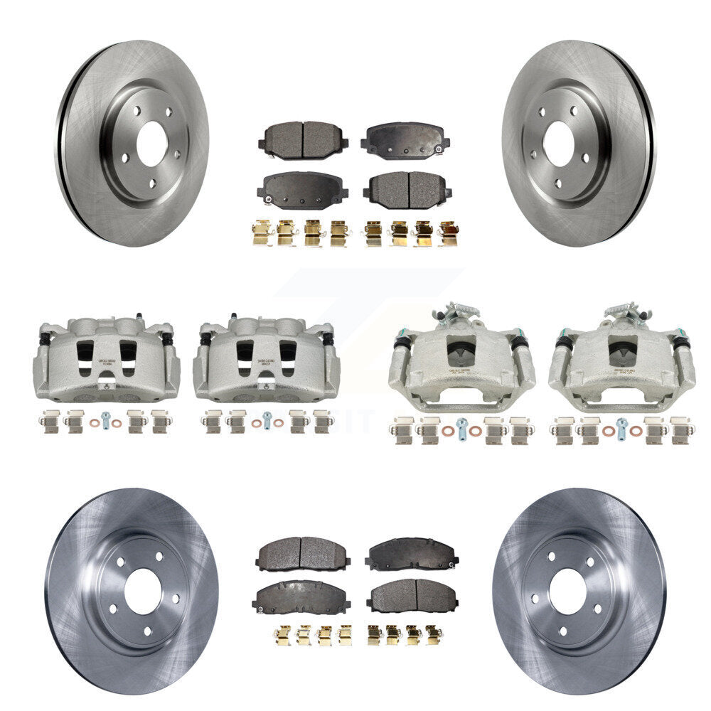 Front Rear Brake Caliper Rotors & Ceramic Pad Kit (10Pc) For Dodge Grand Caravan