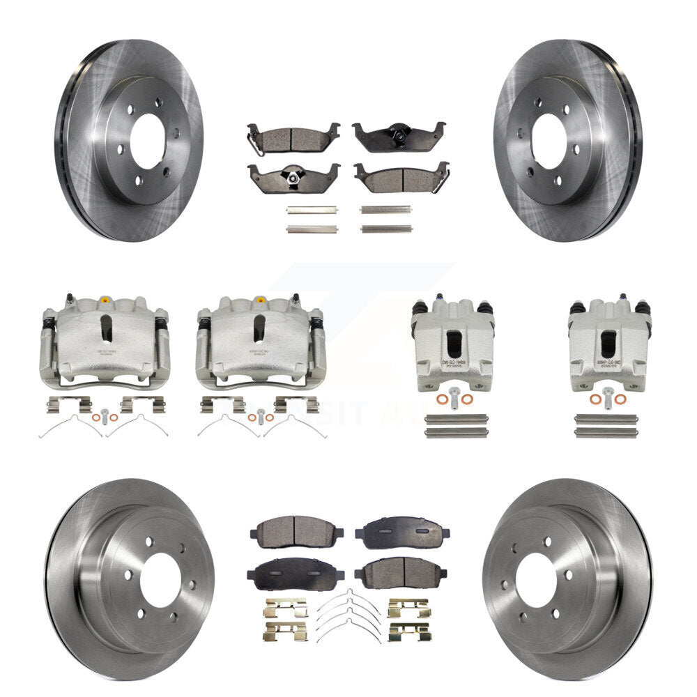 Front Rear Brake Caliper Rotors Ceramic Pad Kit (10Pc) For Ford F-150 Lincoln LT