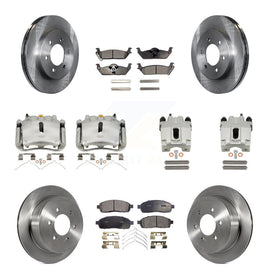 Front Rear Brake Caliper Rotors Ceramic Pad Kit (10Pc) For Ford F-150 Lincoln LT