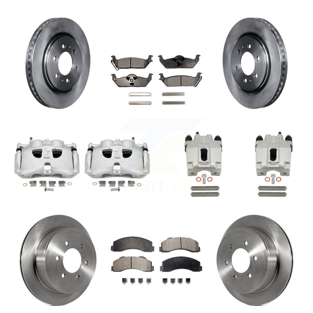 Front Rear Disc Brake Caliper Rotors And Ceramic Pads Kit (10Pc) For Ford F-150
