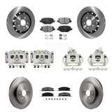 Front Rear Disc Brake Caliper Rotors And Ceramic Pads Kit (10Pc) For 2016 Lincoln MKS KC8-101237T