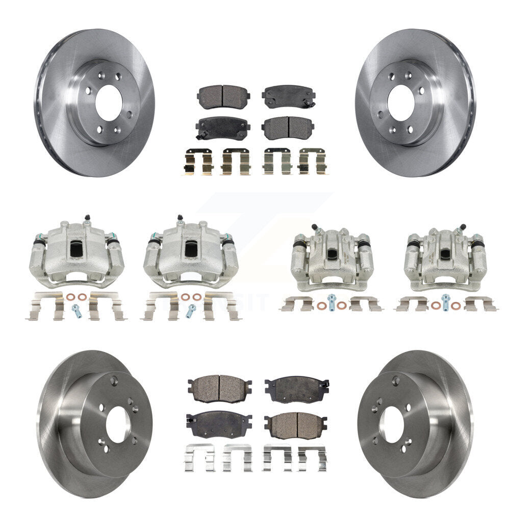 Front Rear Brake Caliper Rotor Ceramic Pad Kit (10Pc) For Hyundai Accent Kia Rio
