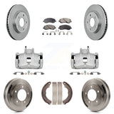 Front Rear Disc Brake Caliper Rotors Drums Ceramic Pads Kit (8Pc) For Mitsubishi Lancer KC8-101319T