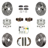 Front Rear Brake Caliper Rotors Drum Ceramic Pad Shoe Cylinder & Hardware Kit (11Pc) For KC8-101321T