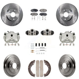 Front Rear Brake Caliper Rotors Drum Ceramic Pad Shoe Cylinder & Hardware Kit (11Pc) For KC8-101387T