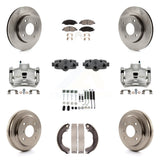 Front Rear Brake Caliper Rotors Drum Ceramic Pad Shoe Cylinder & Hardware Kit (11Pc) For KC8-101389T