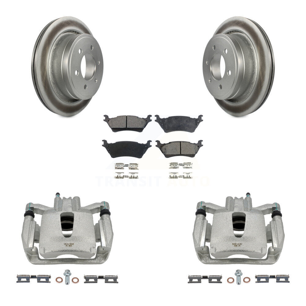 Rear Disc Brake Coated Rotors And Ceramic Pads Kit With Calipers For Ford F-150