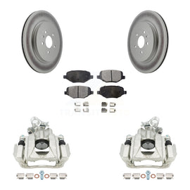 Rear Brake Coated Rotor Ceramic Pad Kit With Calipers For Ford Explorer Flex Lincoln MKS