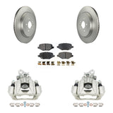 Rear Disc Brake Coated Rotors And Ceramic Pads Kit With Calipers For Ford Explorer