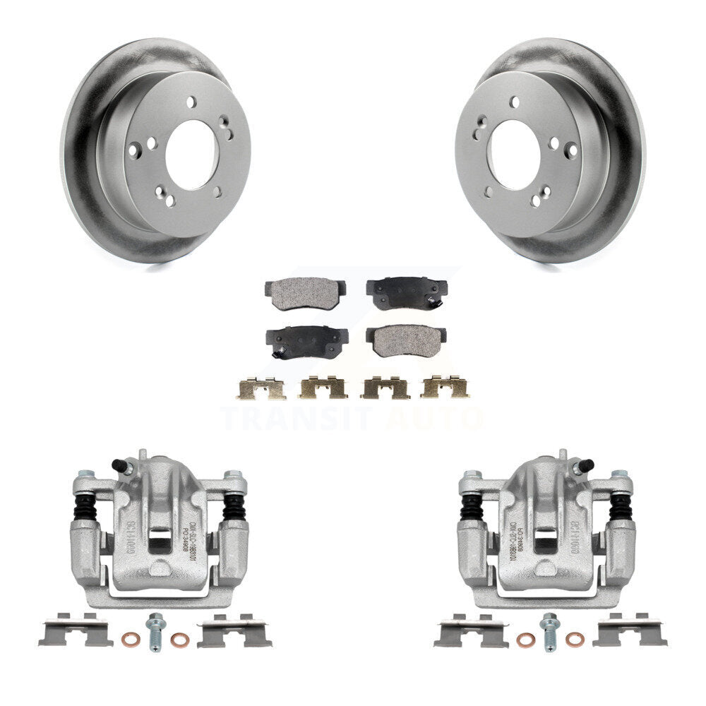 Rear Disc Brake Coated Rotor Ceramic Pad Kit With Calipers For Hyundai Sonata Kia Optima
