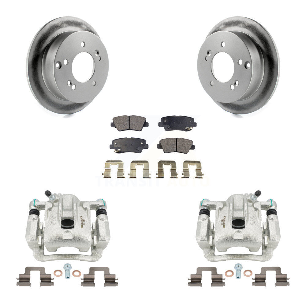 [Rear] 09-10 Hyundai Sonata 2.4L Coated Brake Rotor Caliper Kit & Ceramic Pads For Max Safe Braking