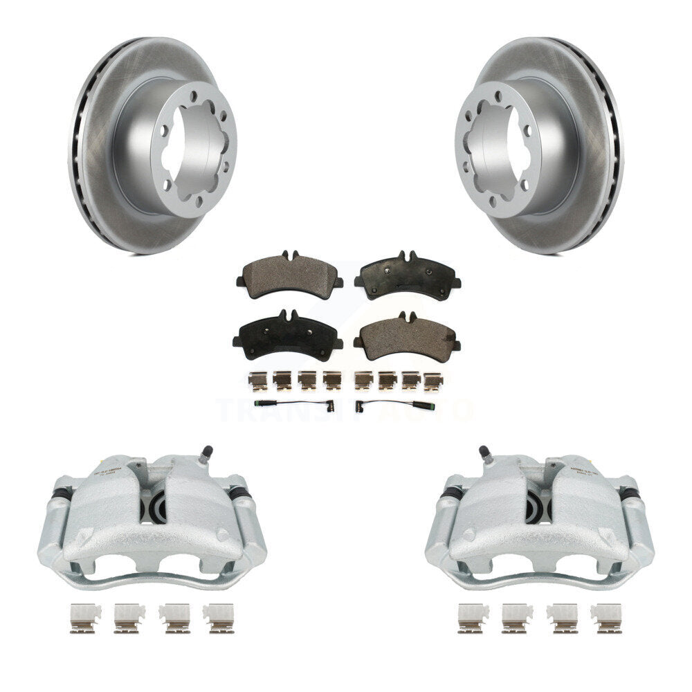 Rear Brake Coated Rotors & Ceramic Pad Kit With Calipers For Sprinter 3500 Mercedes-Benz