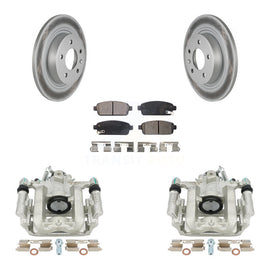 Rear Brake Coated Rotors Ceramic Pad Kit With Calipers For Chevrolet Cruze Volt Cadillac