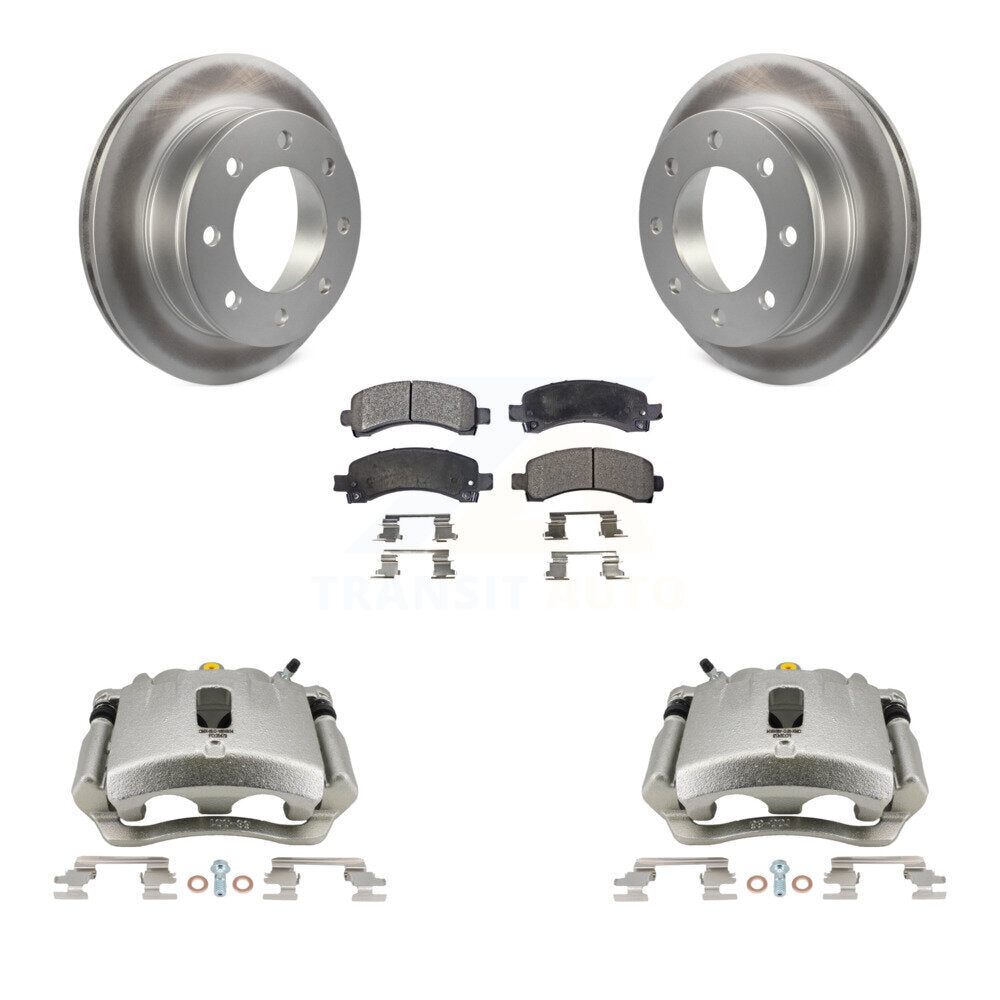 Rear Brake Coated Rotors & Ceramic Pad Kit With Calipers For Chevrolet Express 3500 2500