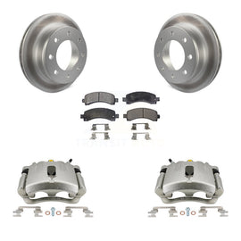 Rear Brake Coated Rotors & Ceramic Pad Kit With Calipers For Chevrolet Express 3500 2500