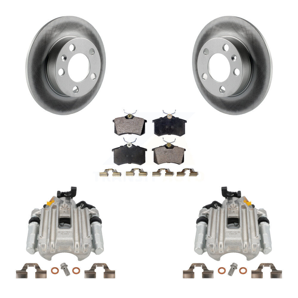 Rear Disc Brake Coated Rotor And Ceramic Pad Kit With Calipers For Volkswagen Jetta City