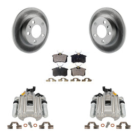 Rear Disc Brake Coated Rotor And Ceramic Pad Kit With Calipers For Volkswagen Jetta City