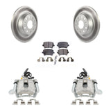 Rear Disc Brake Caliper Coated Rotors And Ceramic Pads Kit For Volkswagen Jetta