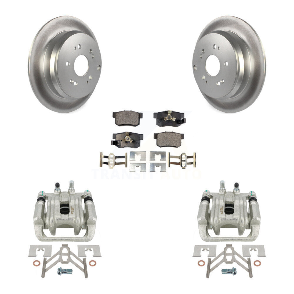 Rear Disc Brake Coated Rotors And Ceramic Pad Kit With Calipers For Honda CR-V Acura RDX