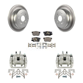 Rear Disc Brake Coated Rotors And Ceramic Pad Kit With Calipers For Honda CR-V Acura RDX