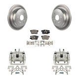 Rear Disc Brake Coated Rotors And Ceramic Pad Kit With Calipers For Honda CR-V Acura RDX