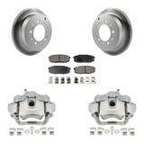 Rear Disc Brake Coated Rotor & Ceramic Pad Kit With Calipers For Lexus LX570 Toyota Land