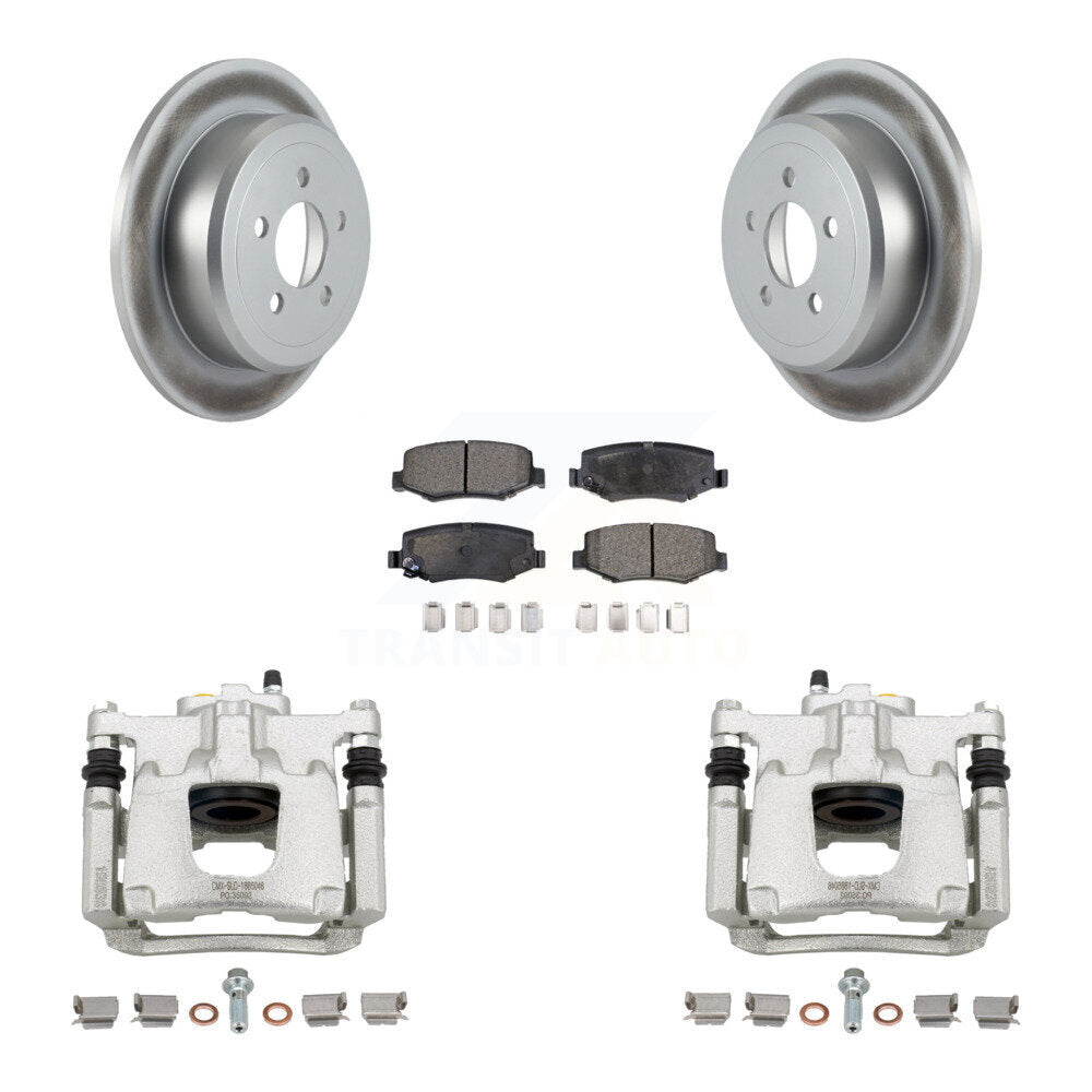 Rear Disc Brake Coated Rotors Ceramic Pad Kit With Calipers For Jeep Liberty Dodge Nitro