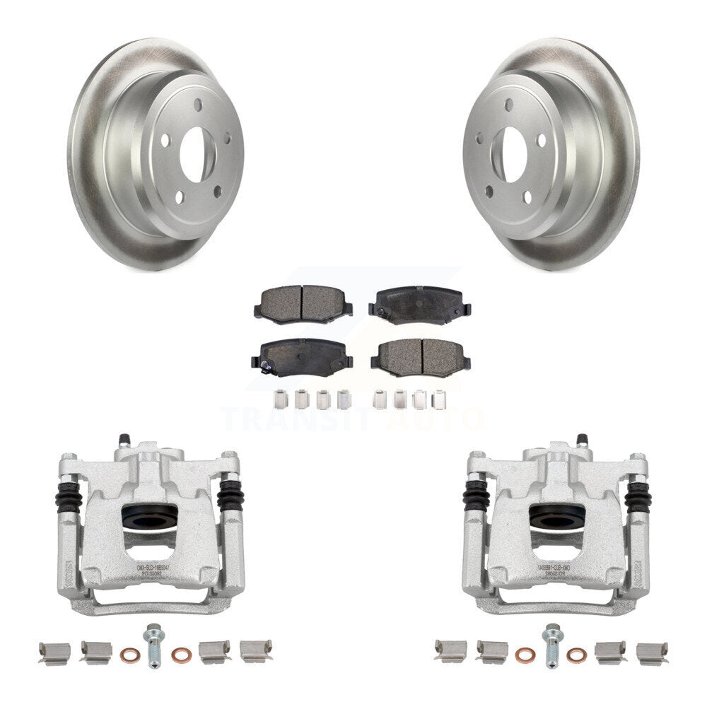 Rear Disc Brake Coated Rotors And Ceramic Pads Kit With Calipers For Jeep Wrangler JK